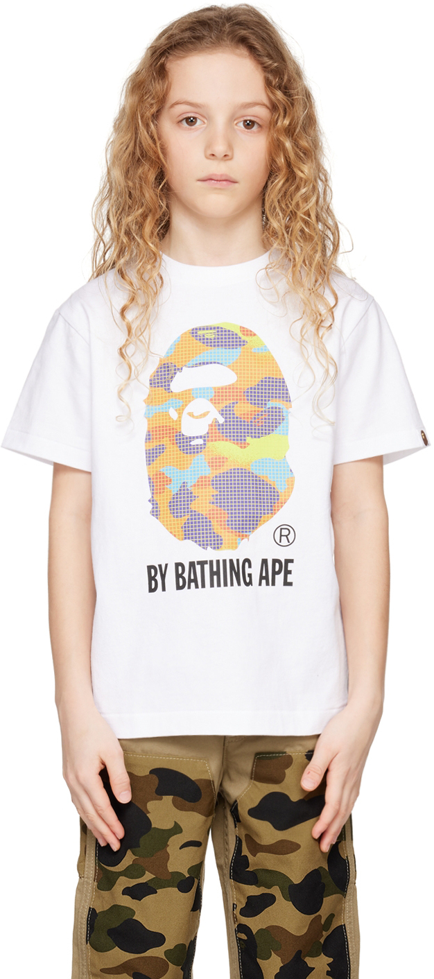BAPE Kids White Grid Camo T-Shirt