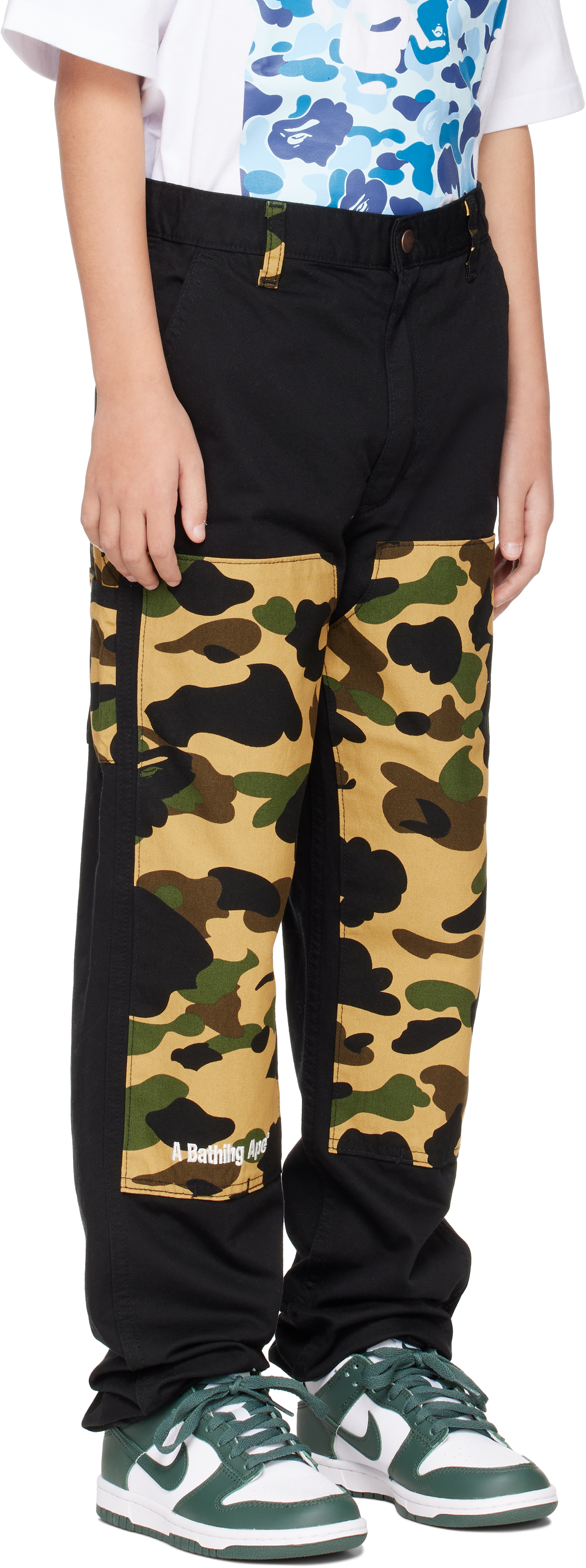 Shop Bape Kids Black 1st Camo Painter Trousers