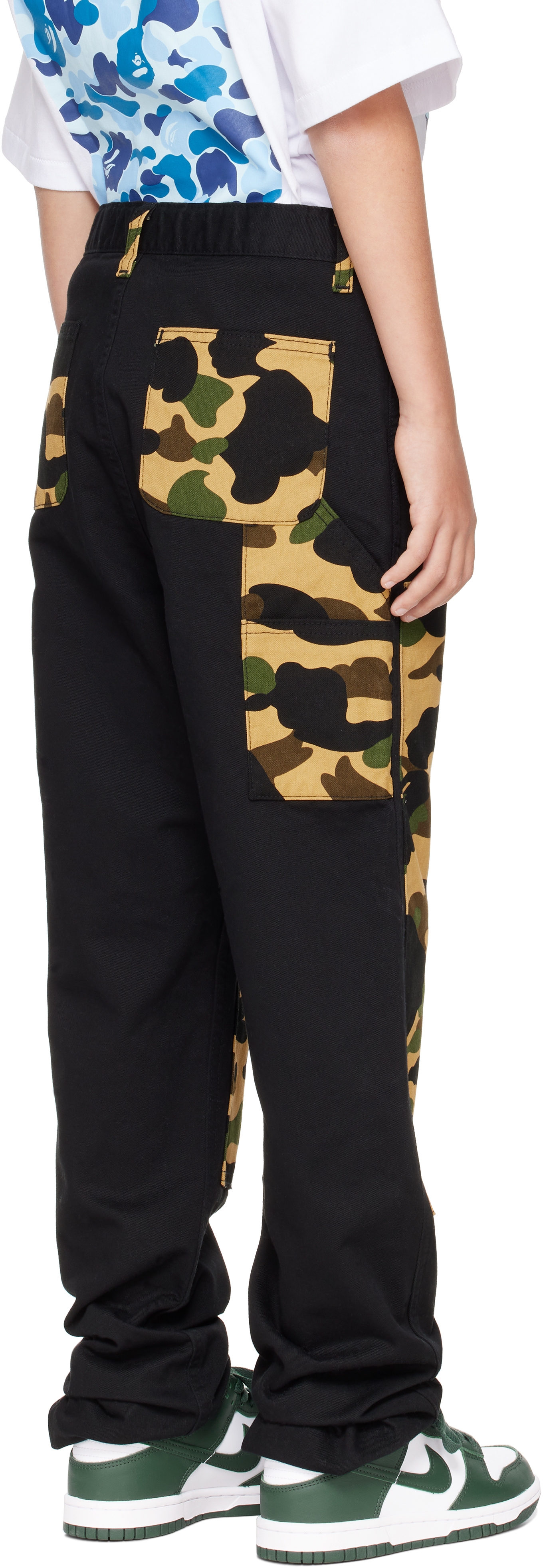 Shop Bape Kids Black 1st Camo Painter Trousers