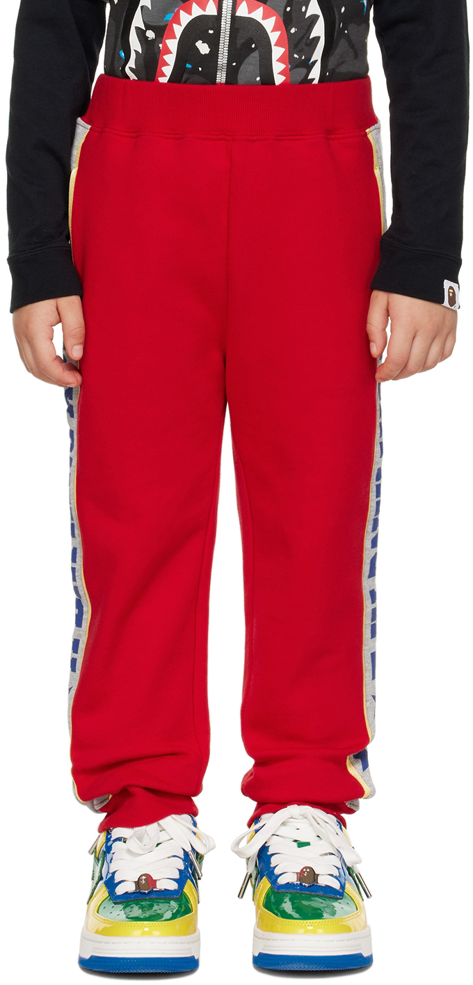 Bape Kids Red Colorblock Sweatpants