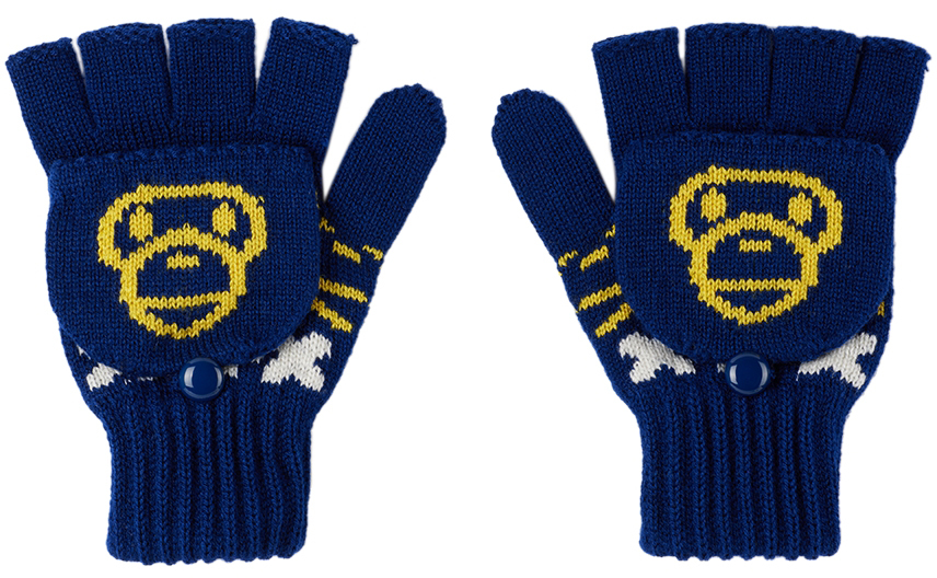 Kids Navy Baby Milo Nordic Gloves by BAPE SSENSE