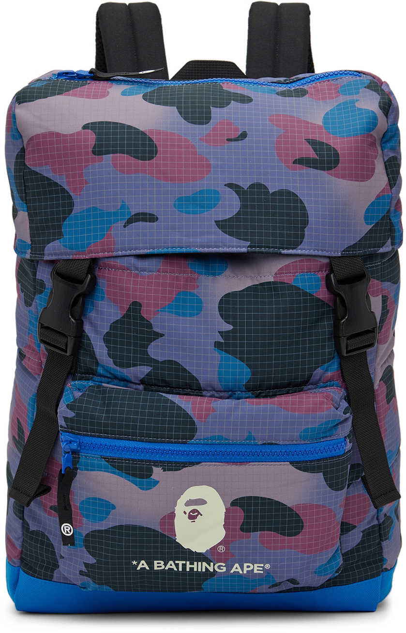 Bape Backpack, Purple Bape Backpack, Waterproof Schoolbag for Kids