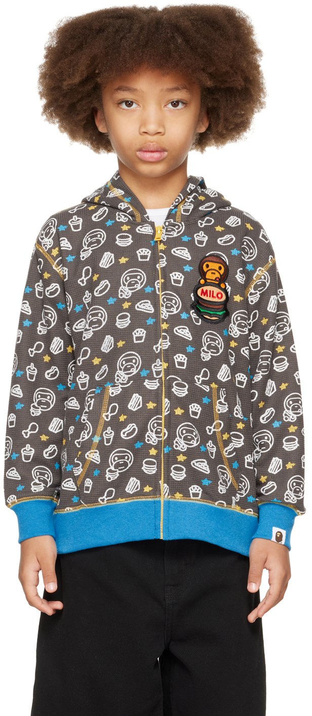 Kids Gray Baby Milo Junk Food Hoodie by BAPE | SSENSE