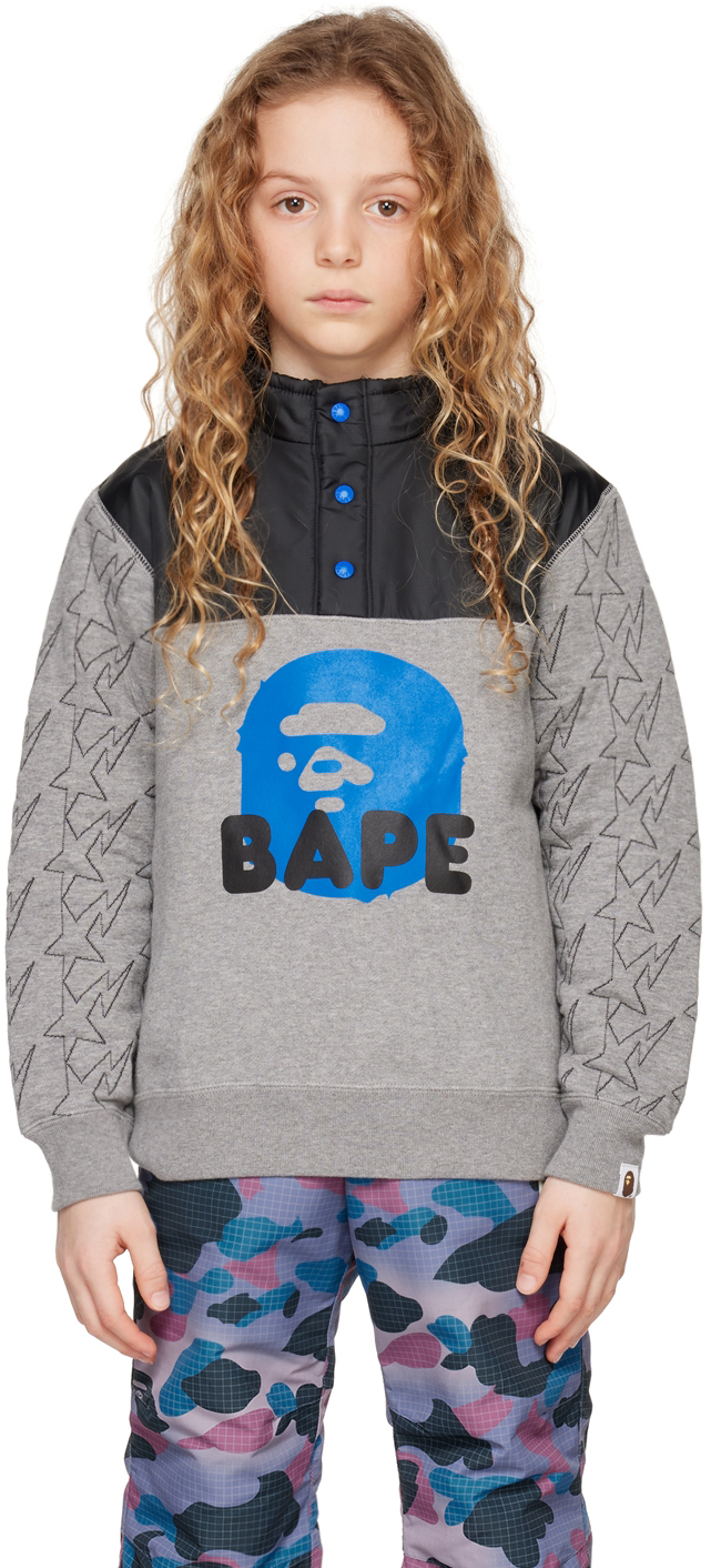 Bape Printed Cotton-blend Sweatshirt In Gray