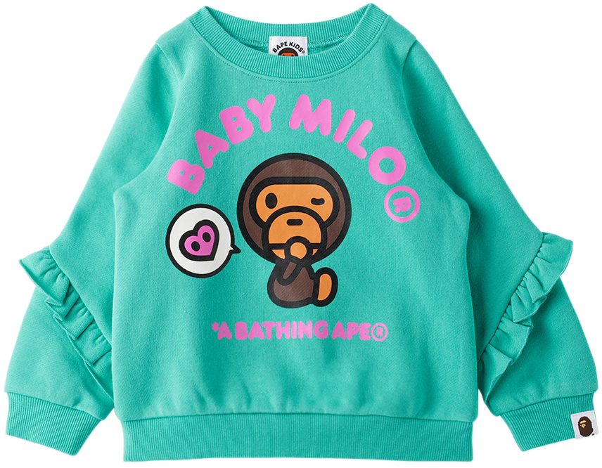 Bape Baby Green Baby Milo Heart Sweatshirt