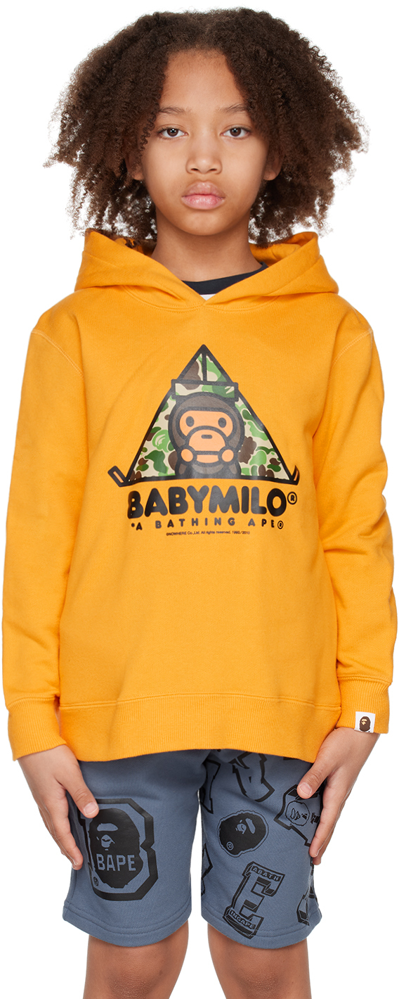 Bape Kids Yellow Printed Baby Milo Tent Hoodie