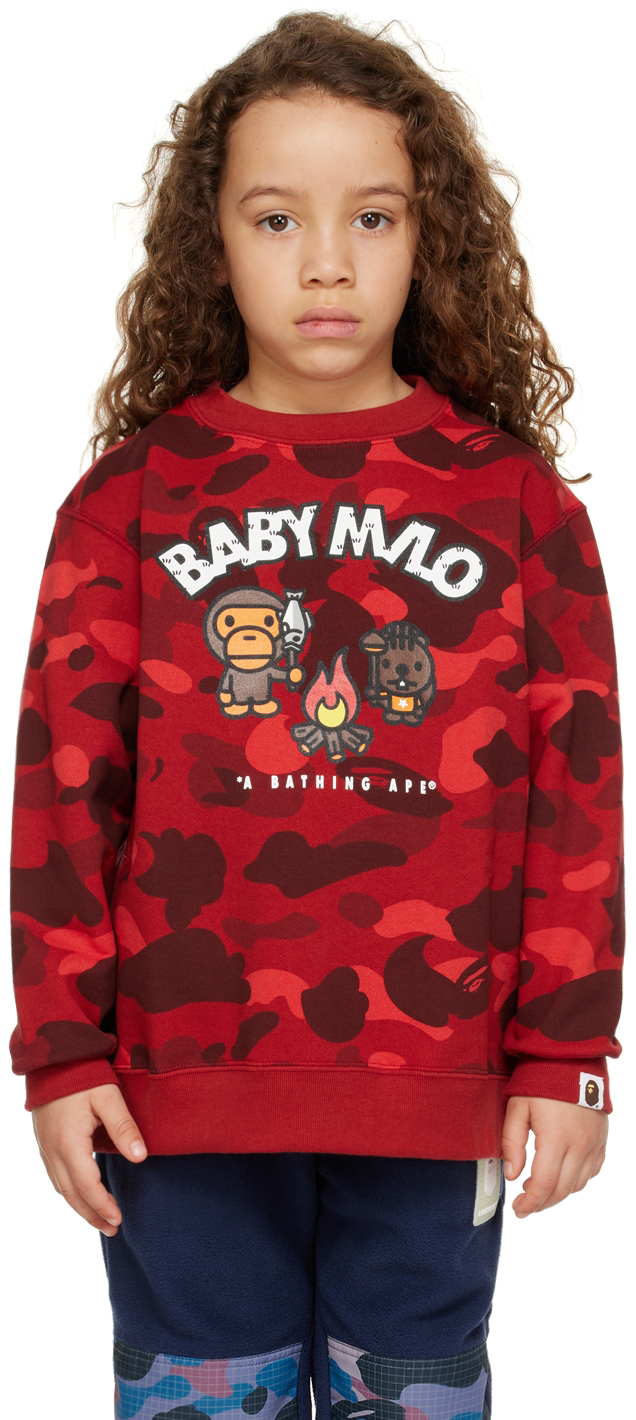 Bape Kids Red Baby Milo Camp Sweatshirt