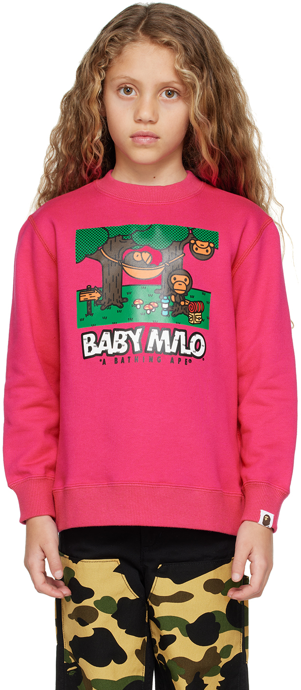 Bape Kids Pink Baby Milo Camo Hammock Sweatshirt