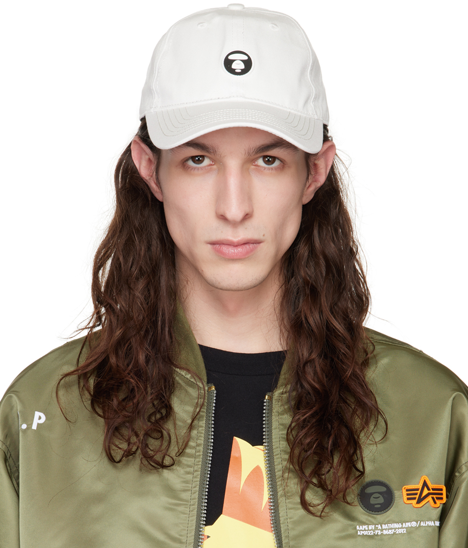 AAPE by A Bathing Ape: White Logo Cap | SSENSE UK