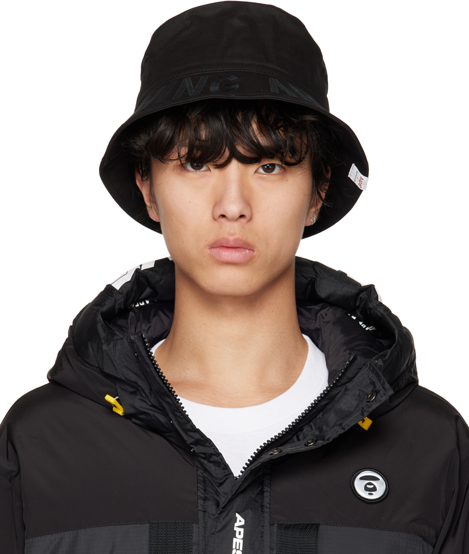 AAPE by A Bathing Ape: Black Logo Bucket Hat | SSENSE UK