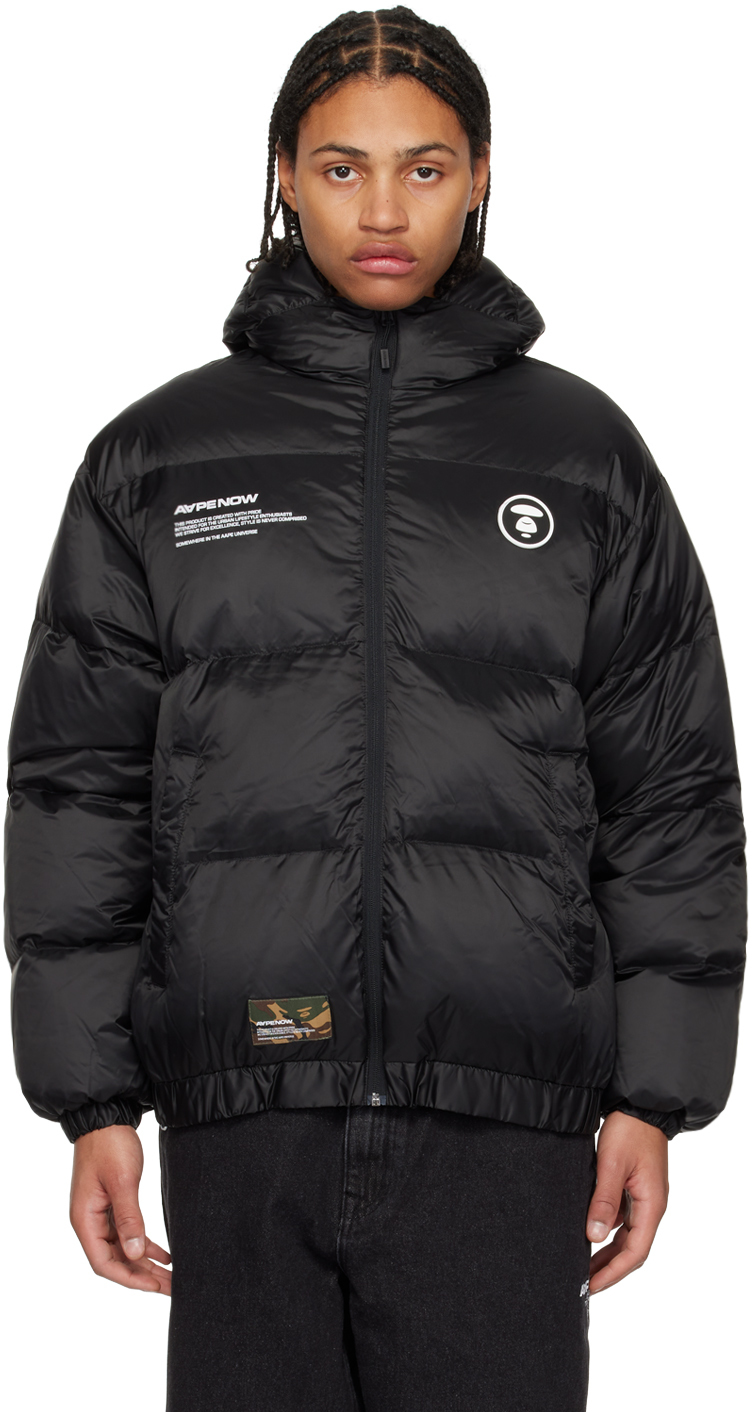 Aape By A Bathing Ape Logo-patch Padded Down Jacket In Black