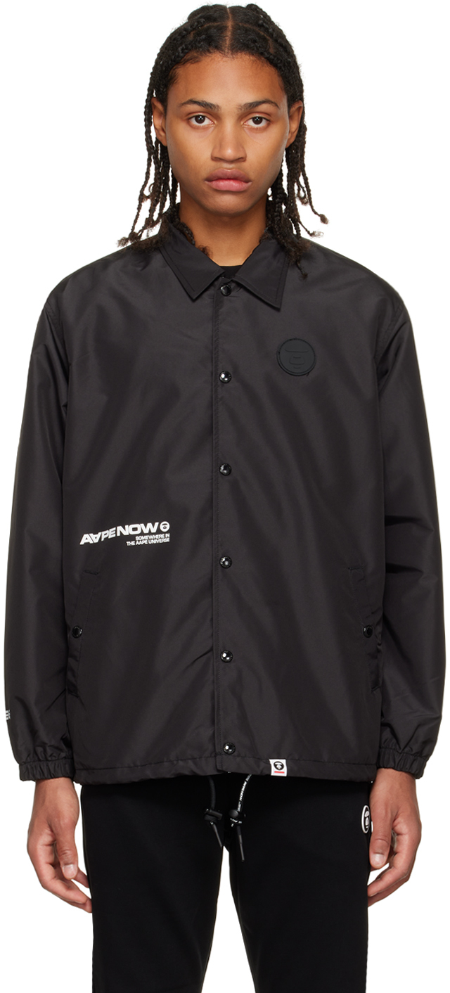 Black Pointed Collar Jacket by AAPE by A Bathing Ape on Sale