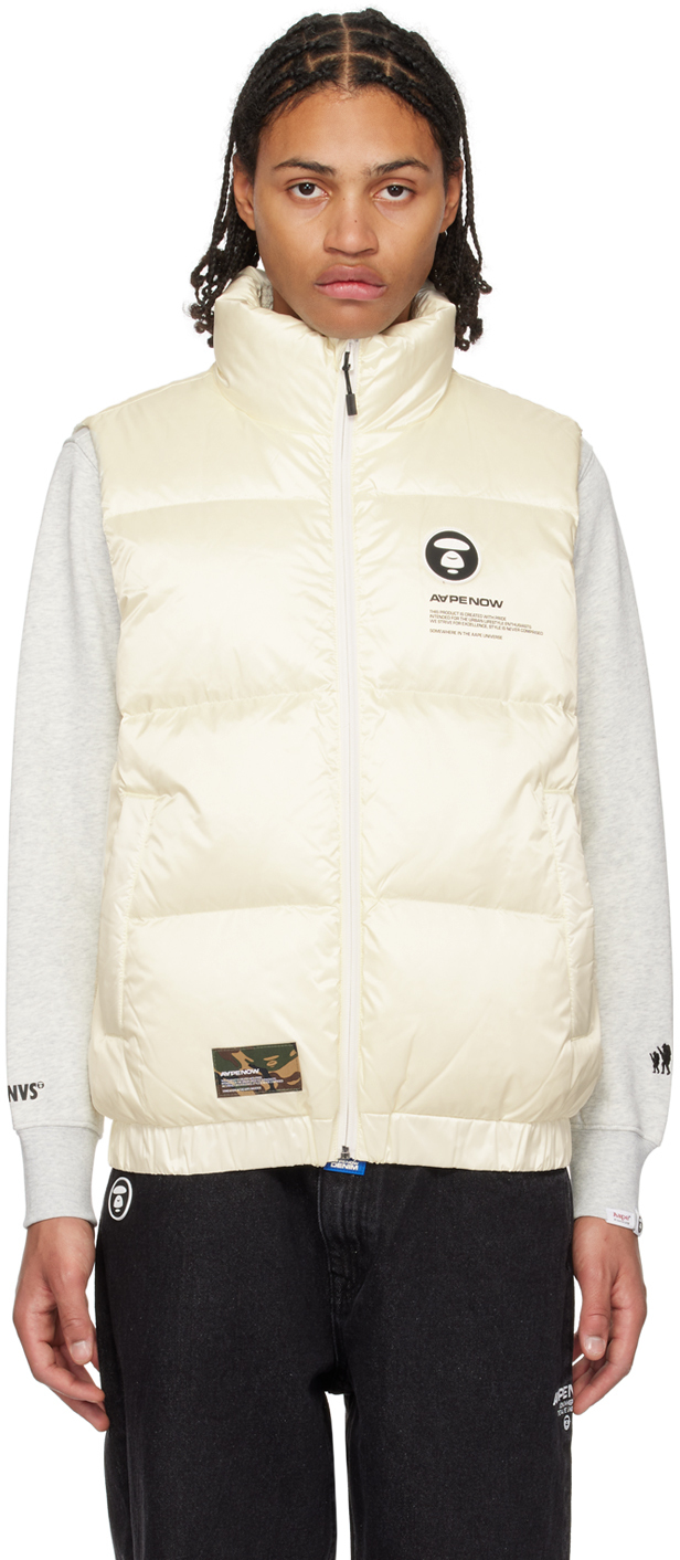 Off-White Printed Down Vest by AAPE by A Bathing Ape on Sale