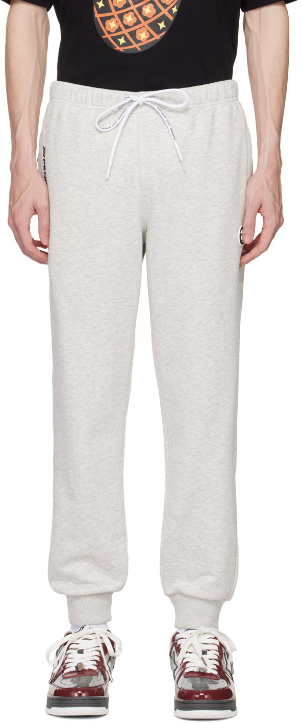 AAPE by A Bathing Ape: Gray Embroidered Lounge Pants | SSENSE