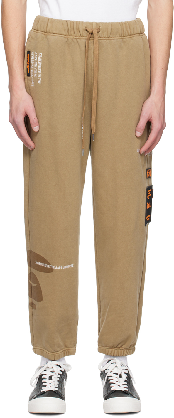 Aape By A Bathing Ape Khaki Embroidered Lounge Pants In Bgd