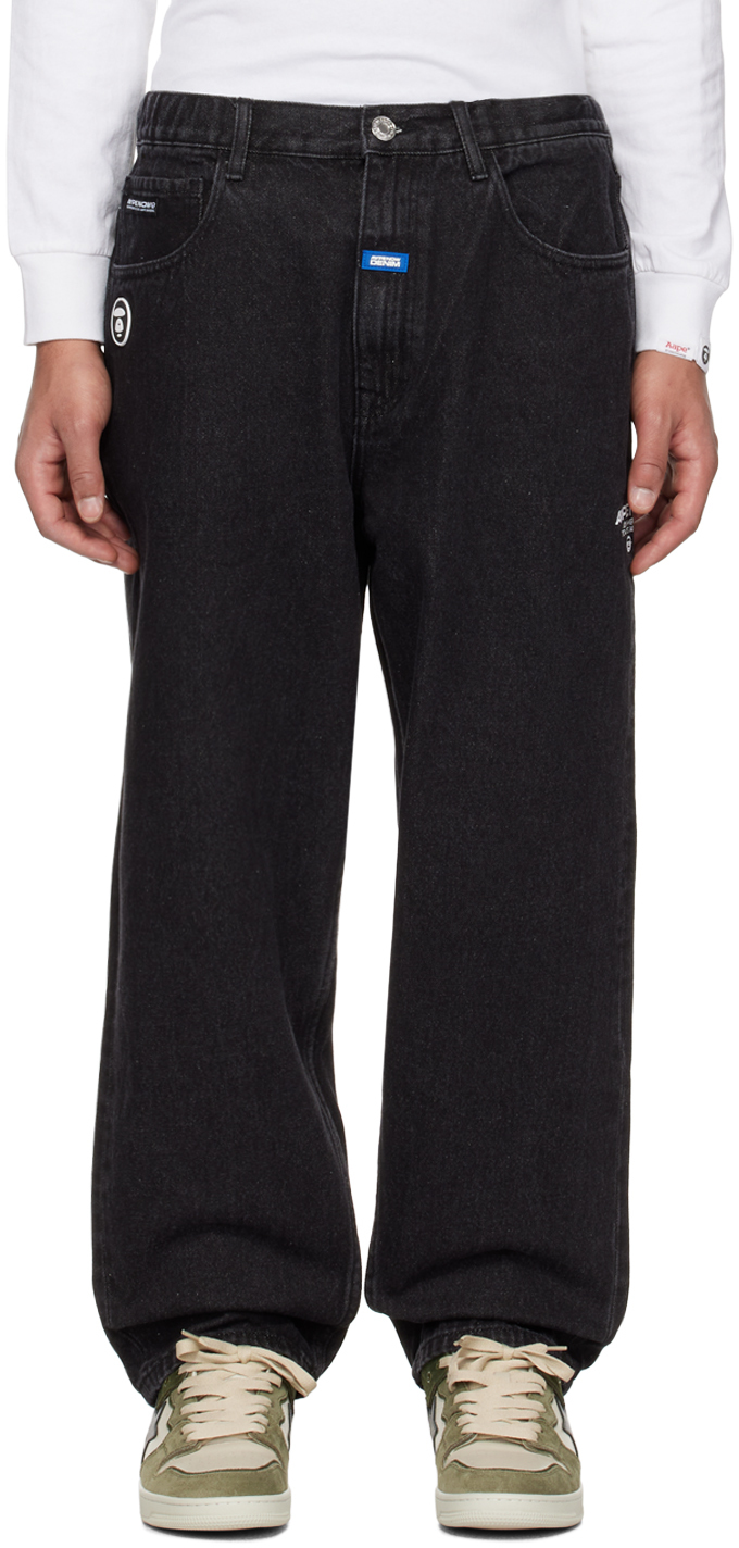 AAPE by A Bathing Ape: Black 'AAPE Now' Jeans | SSENSE Canada