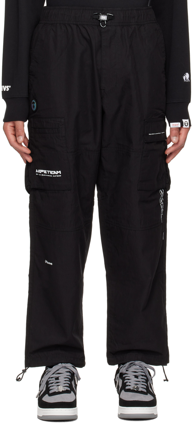 Aape By A Bathing Ape Black Printed Cargo Pants In Bkx Black