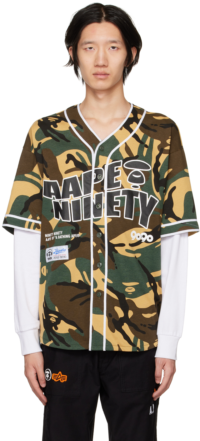 Aape By A Bathing Ape Green Printed Shirt In Grr
