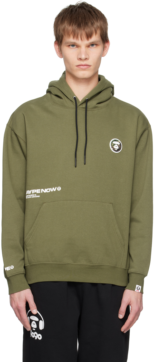 AAPE by A Bathing Ape: Green 'AAPE Now' Hoodie | SSENSE UK