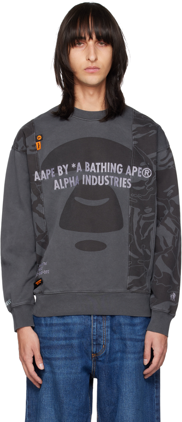 Aape By A Bathing Ape Gray Fancy Sweatshirt In Bkl