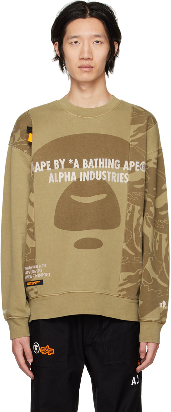 AAPE by A Bathing Ape Khaki Alpha Industries Edition Sweatshirt