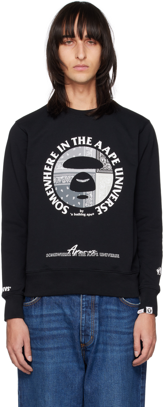 Aape By A Bathing Ape Black Graphic Sweatshirt In Bkx Black