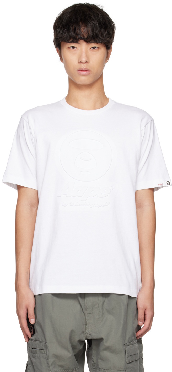 Aape By A Bathing Ape Logo-embossed Cotton T-shirt In Weiss