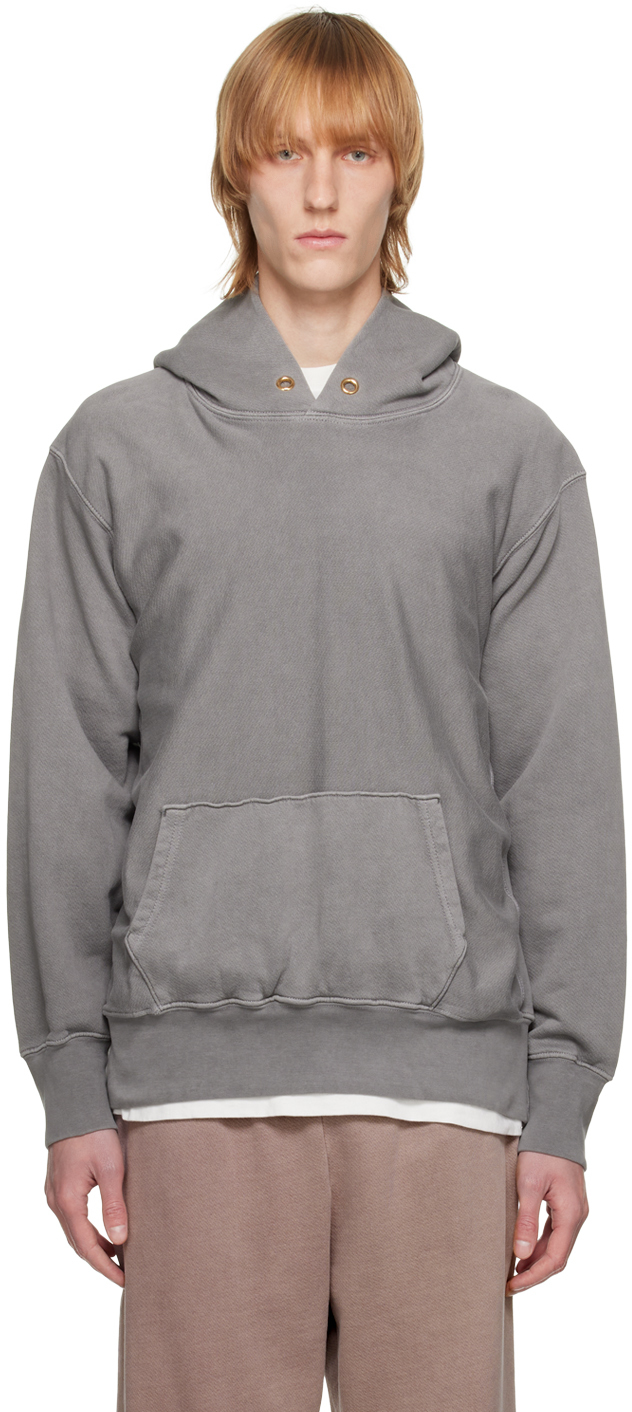 Les Tien Gray Heavvyweight Hoodie In Washed Grease