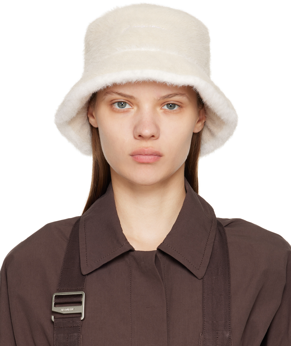 Shop Jacquemus Beige Le Papier 'le Bob Neve' Bucket Hat In 110 Off-white
