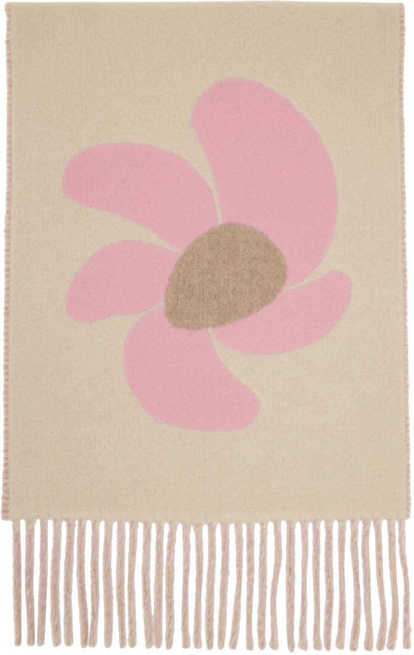 Jacquemus Beige & Pink Flower Scarf