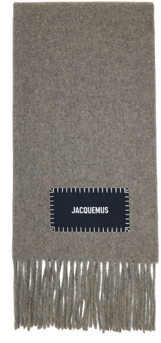 Jacquemus Gray Fringed Scarf