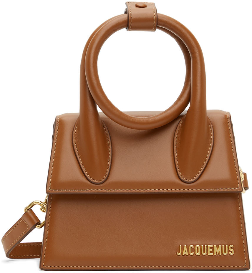 Le Chiquito Noeud Leather Shoulder Bag In Brown