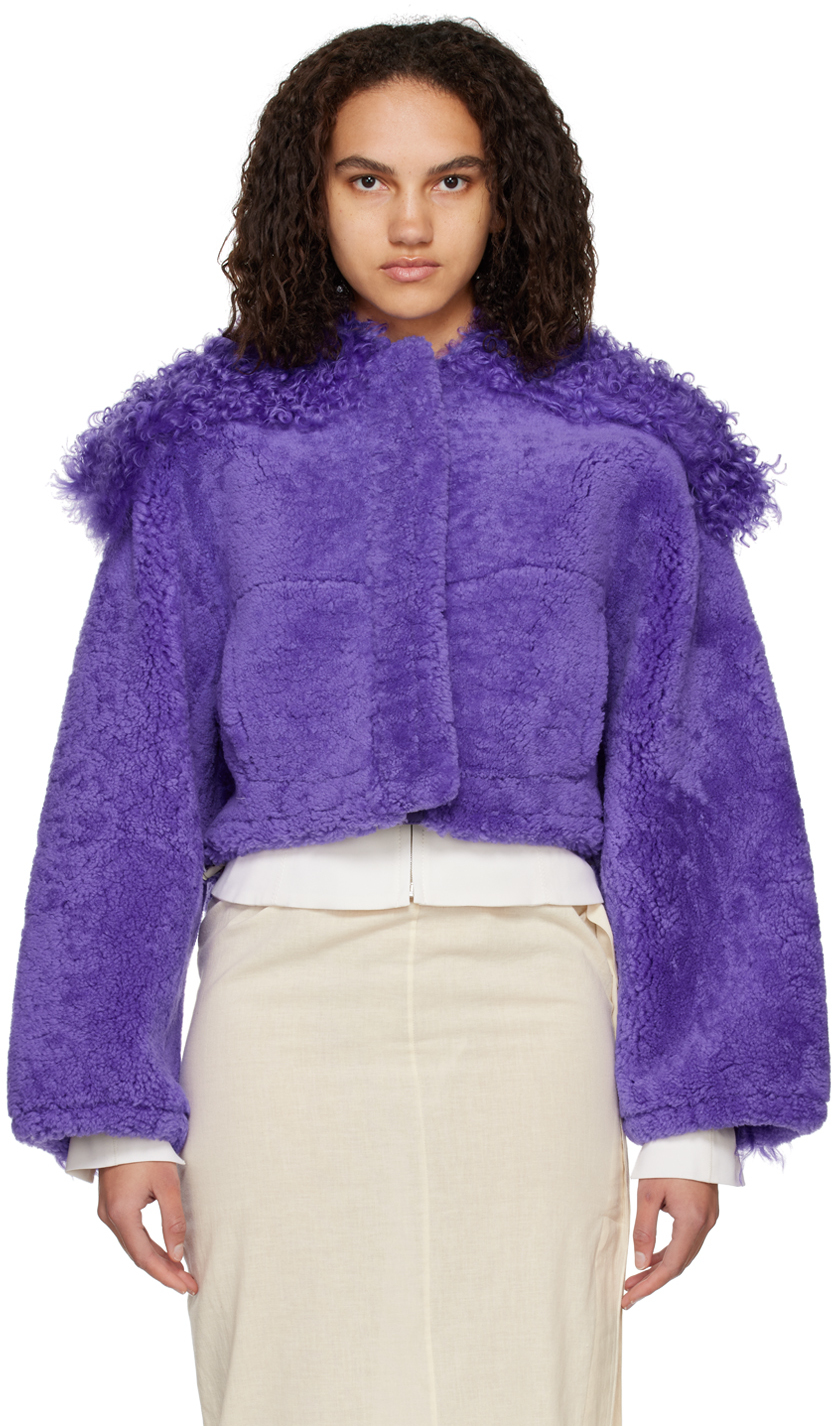 Shop Jacquemus Purple Le Papier 'la Veste Piloni' Shearling Jacket In 650 Purple