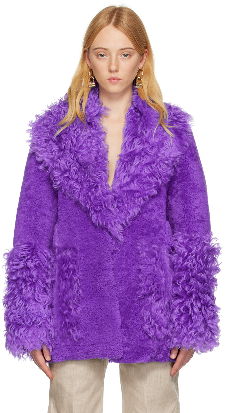 Jacquemus Purple Le Papier 'La Veste Piobbu' Shearling Coat