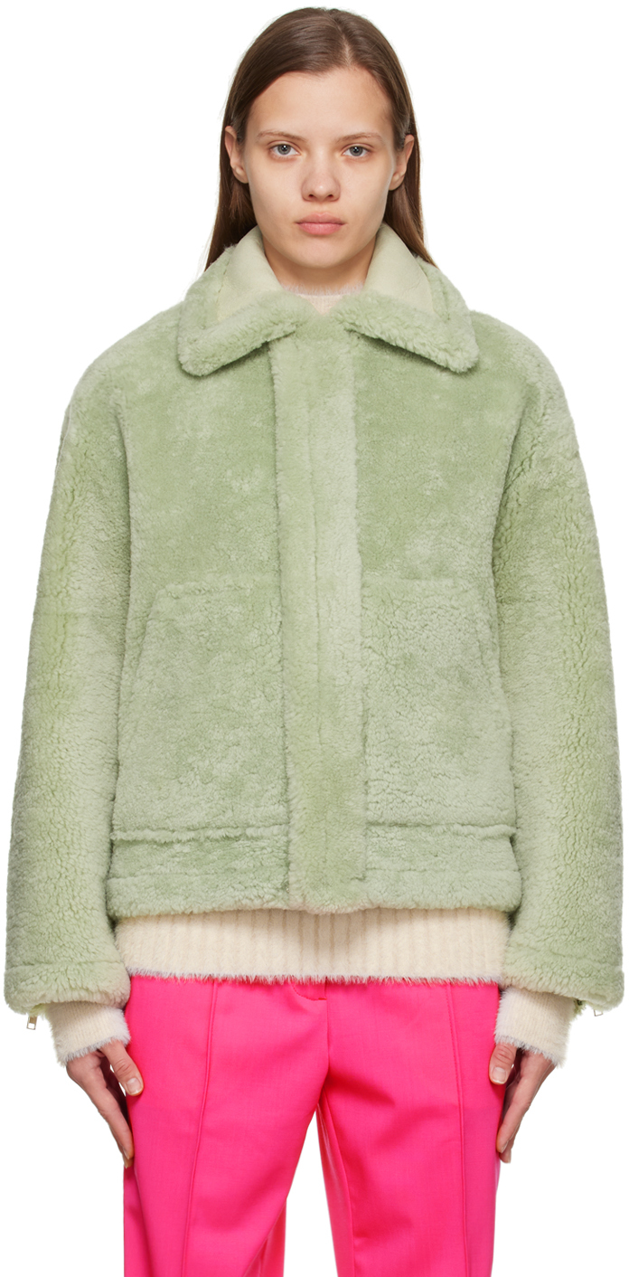 Jacquemus Le Manteau Pastre Oversize Fur Jacket In Light Green | ModeSens