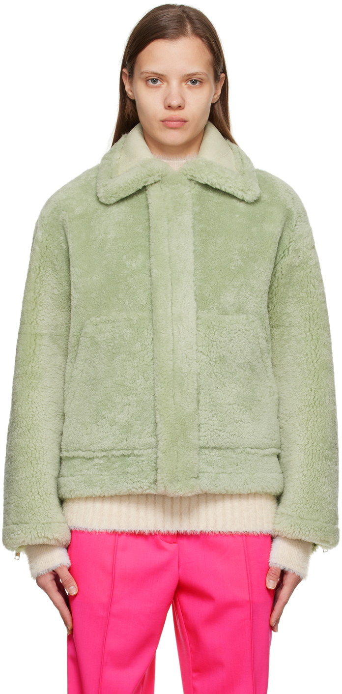 Green Le Papier 'Le Manteau Pastre' Shearling Jacket by Jacquemus on Sale