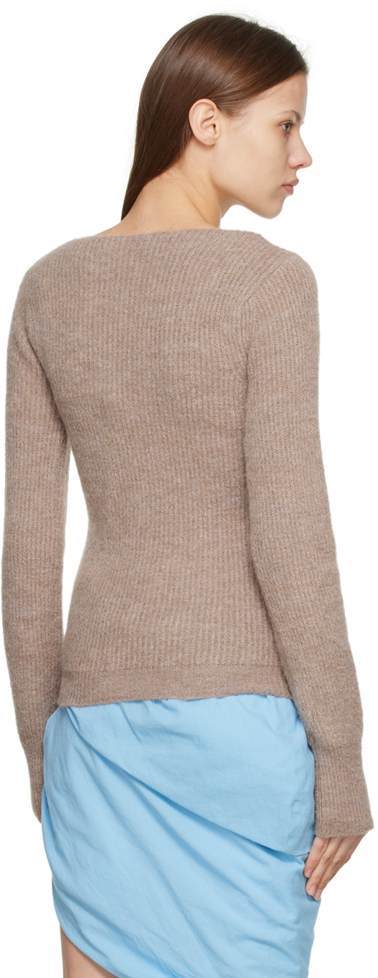 Jacquemus Beige Asymmetric Cardigan La Maille Pau In 130 Light Beige