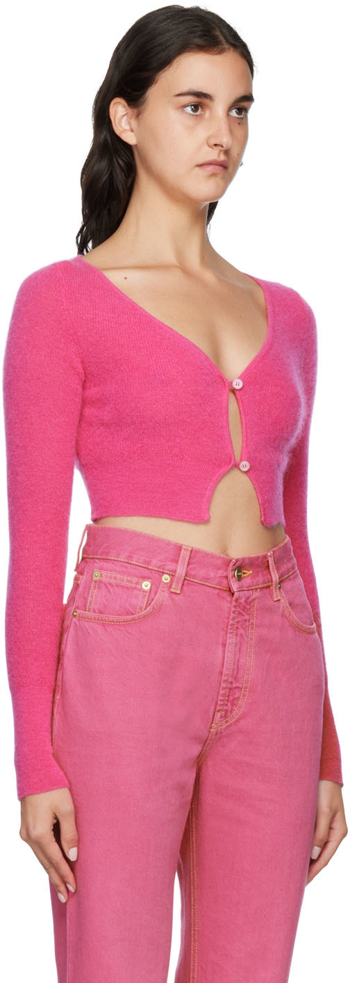 Shop Jacquemus Pink 'le Cardigan Alzou' Cardigan In 430 Pink