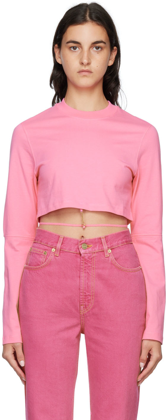 Pink Le Papier Le T-Shirt Pate à Modeler Long Sleeve T-Shirt SSENSE Women Clothing T-shirts Long Sleeved T-shirts 