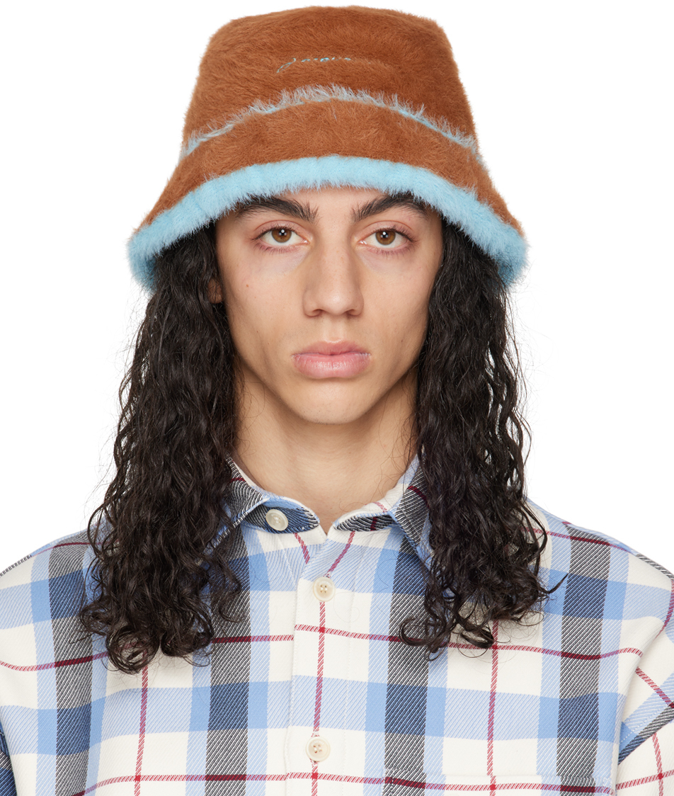 Jacquemus Le Bob Neve Fluffy Bucket Hat In Braun | ModeSens