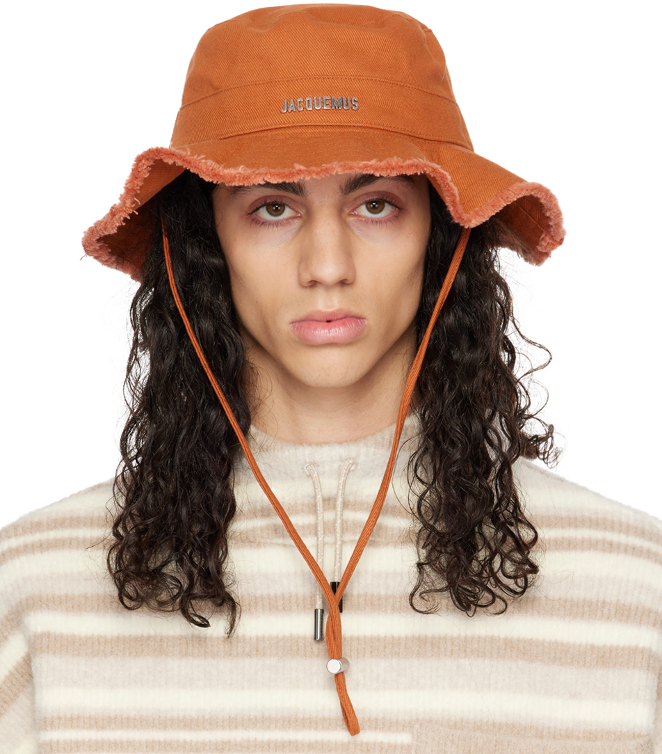 Ssense Donna Accessori Cappelli e copricapo Cappelli Cappello Bucket SSENSE Exclusive Black & Orange Leather Fire Bucket Hat 