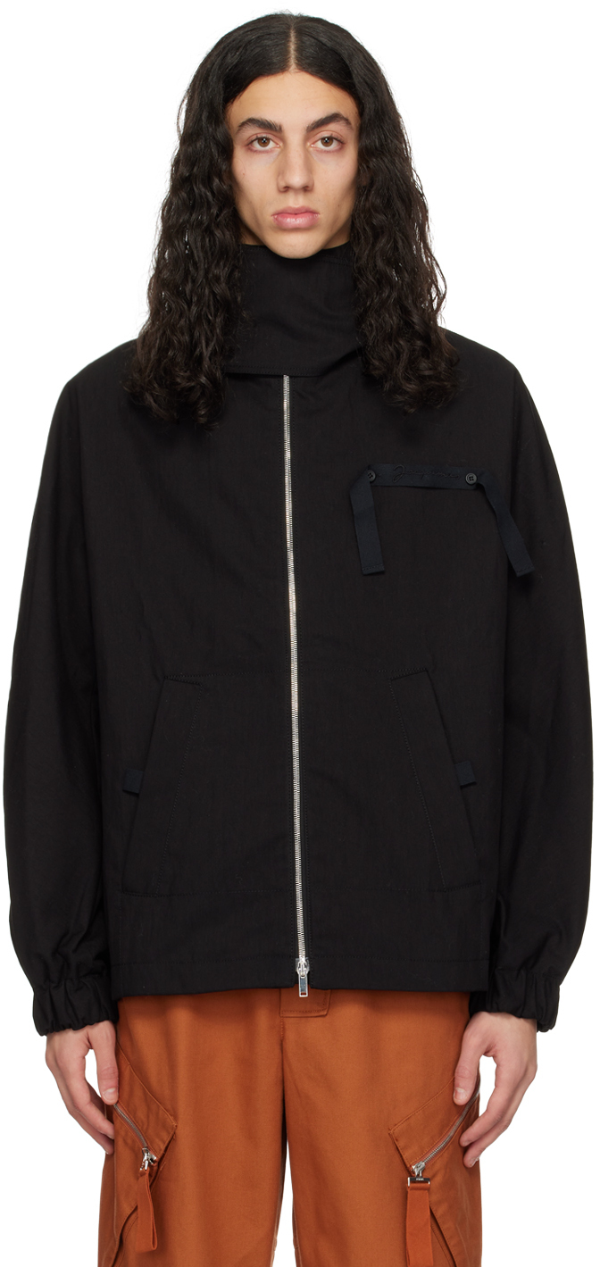 Jacquemus Embroidered-logo Zip-fastening Jacket In 黑色