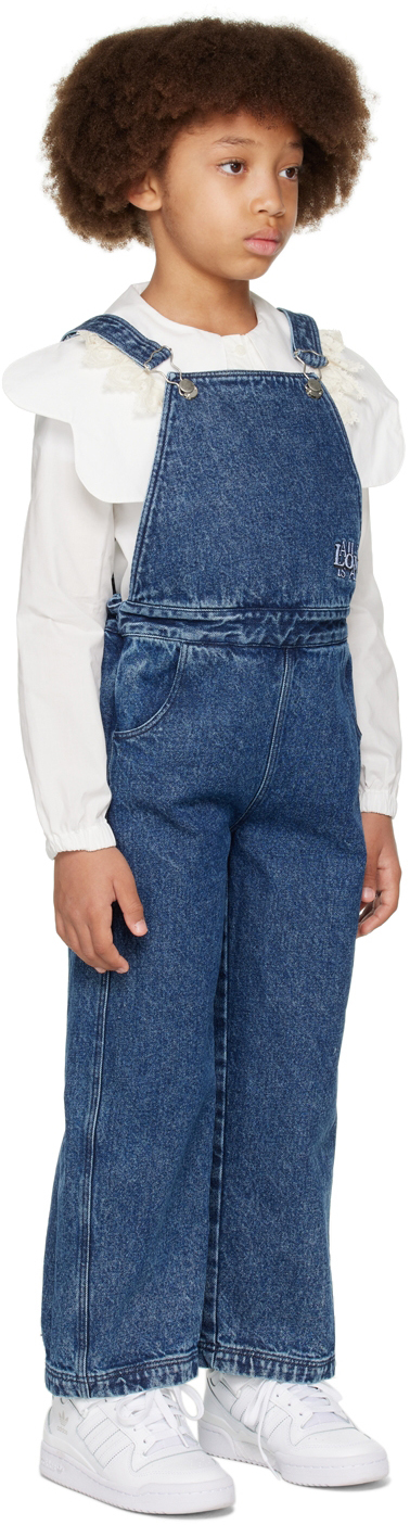 Wolf & Rita Kids Navy Age Of Togetherness Florbela Denim Overalls In Denim