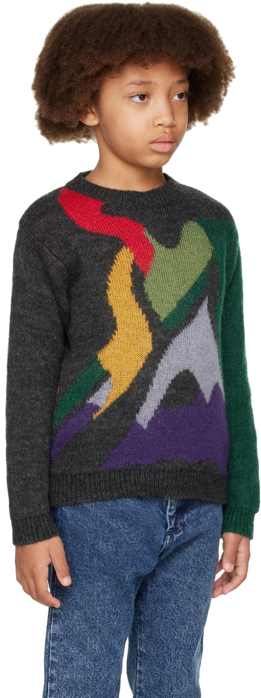 Shop Wolf & Rita Kids Gray Age Of Togetherness Óscar Sweater In Clumsy Multi