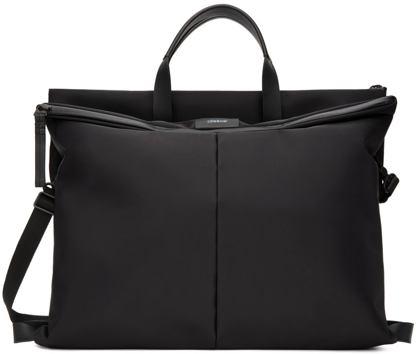 Côte&Ciel: Black Orga Messenger Bag | SSENSE