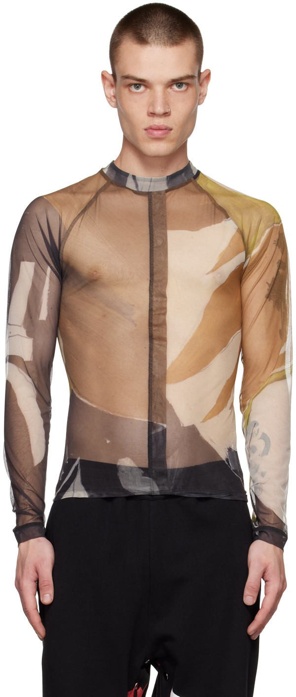 Brown Graphic Long Sleeve T-Shirt