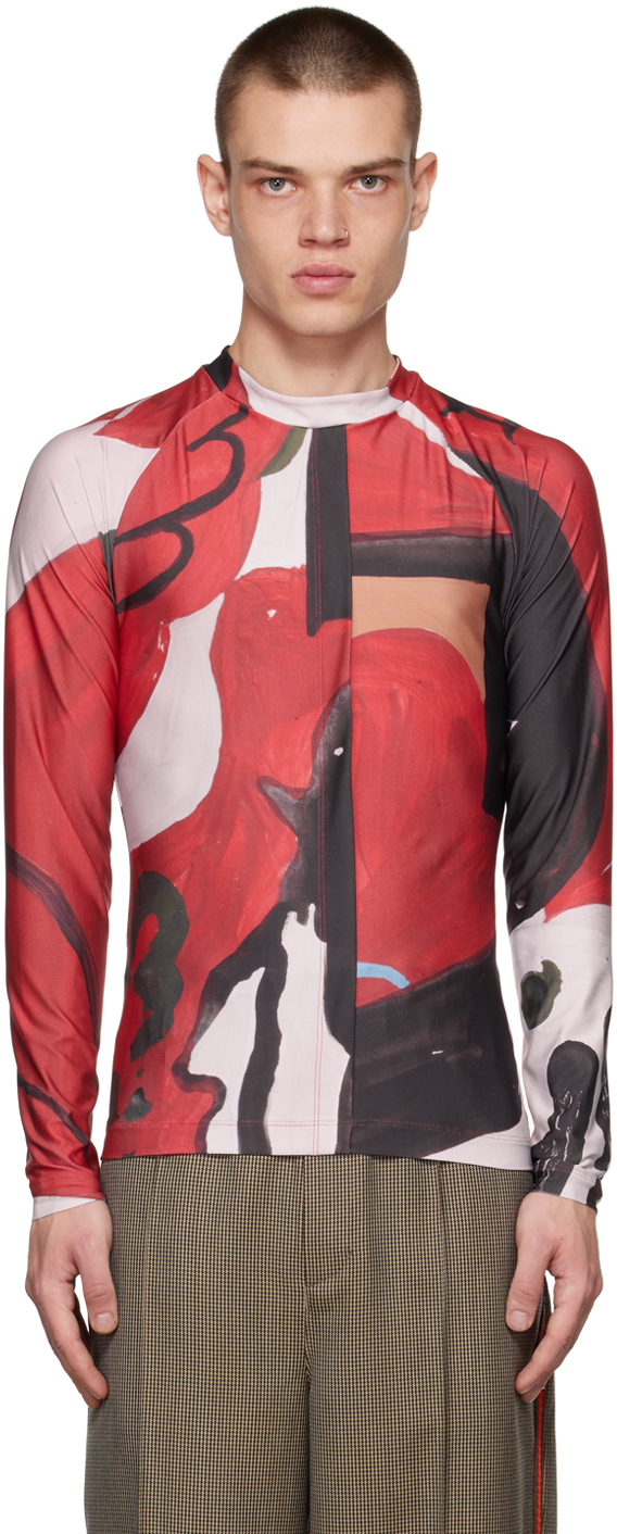 Red Graphic Long Sleeve T-Shirt