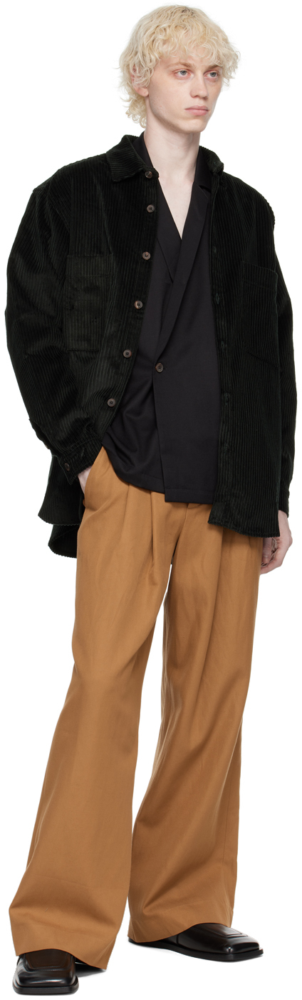 King & Tuckfield ブラック カシュクールシャツ