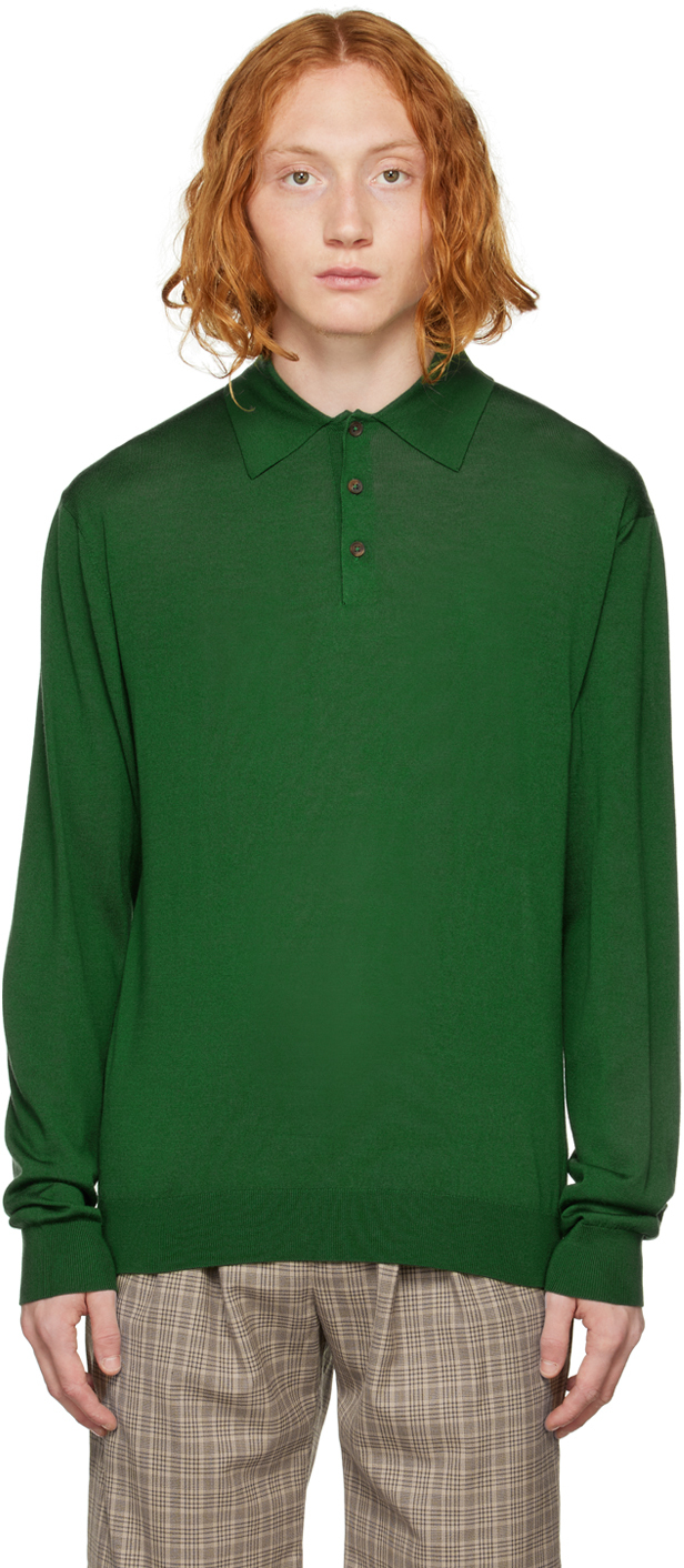 King & Tuckfield Green Classic Long Sleeve Polo