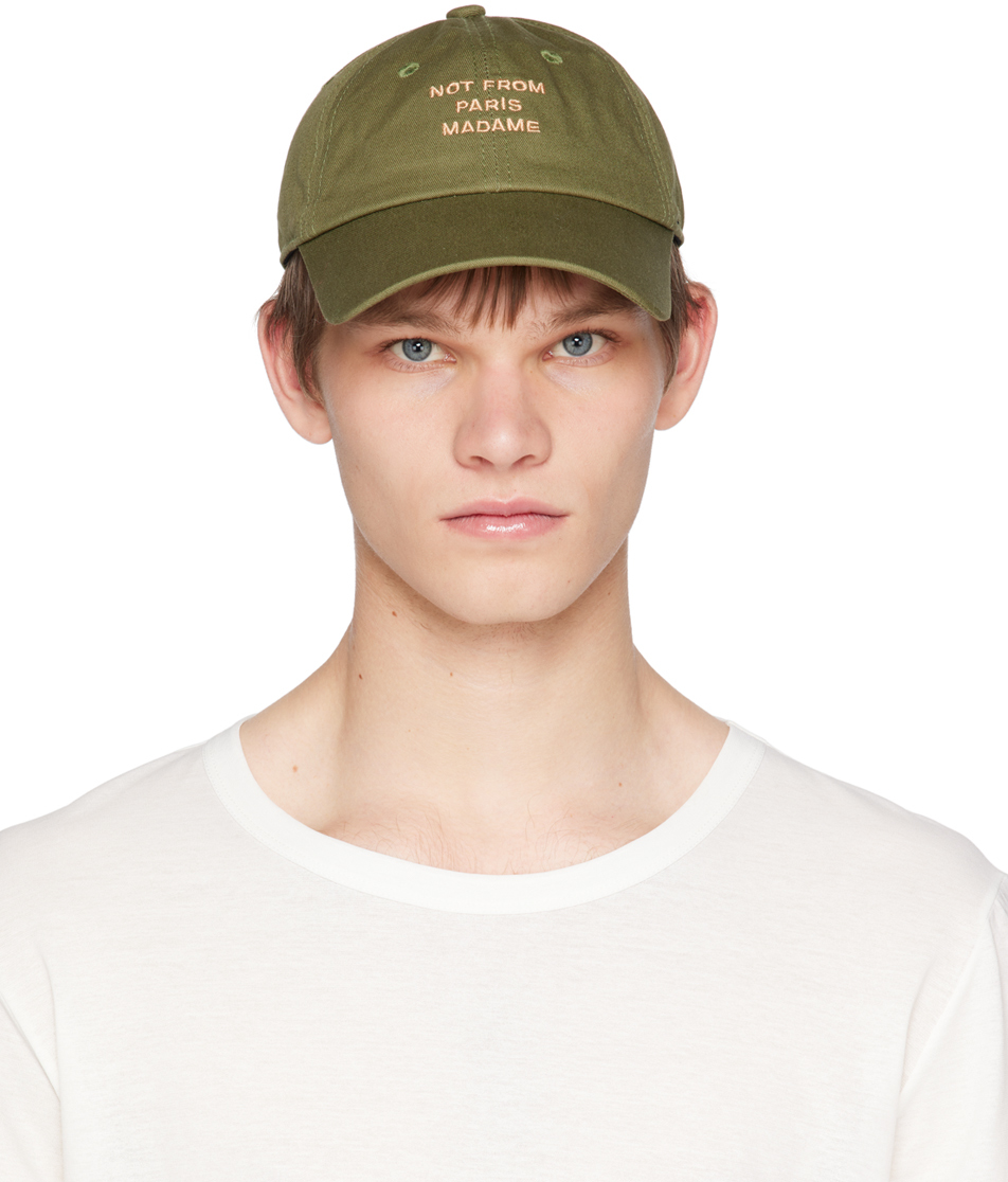 Drôle De Monsieur: Khaki Slogan Cap | SSENSE UK